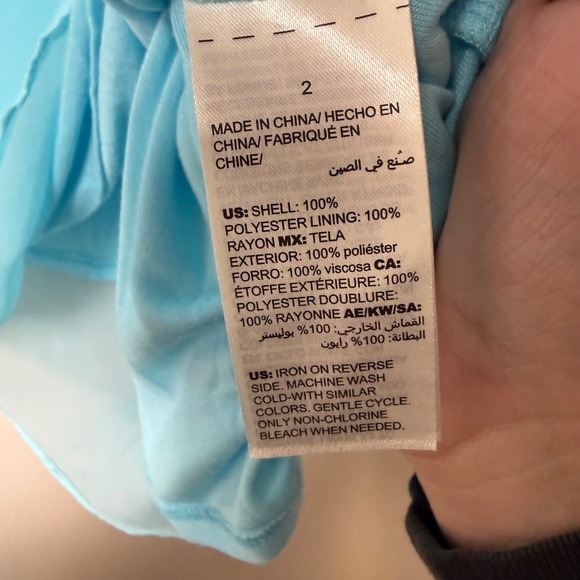 Chicos Asymmetric Tunic Women Size 2 Large Blue Excellent Chiffon Sharkbite 8693 - Picture 5 of 7